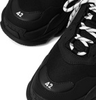 Balenciaga - Triple S Mesh, Nubuck and Leather Sneakers - Black
