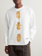 Small Talk - Logo-Embroidered Printed Cotton-Jersey T-Shirt - White