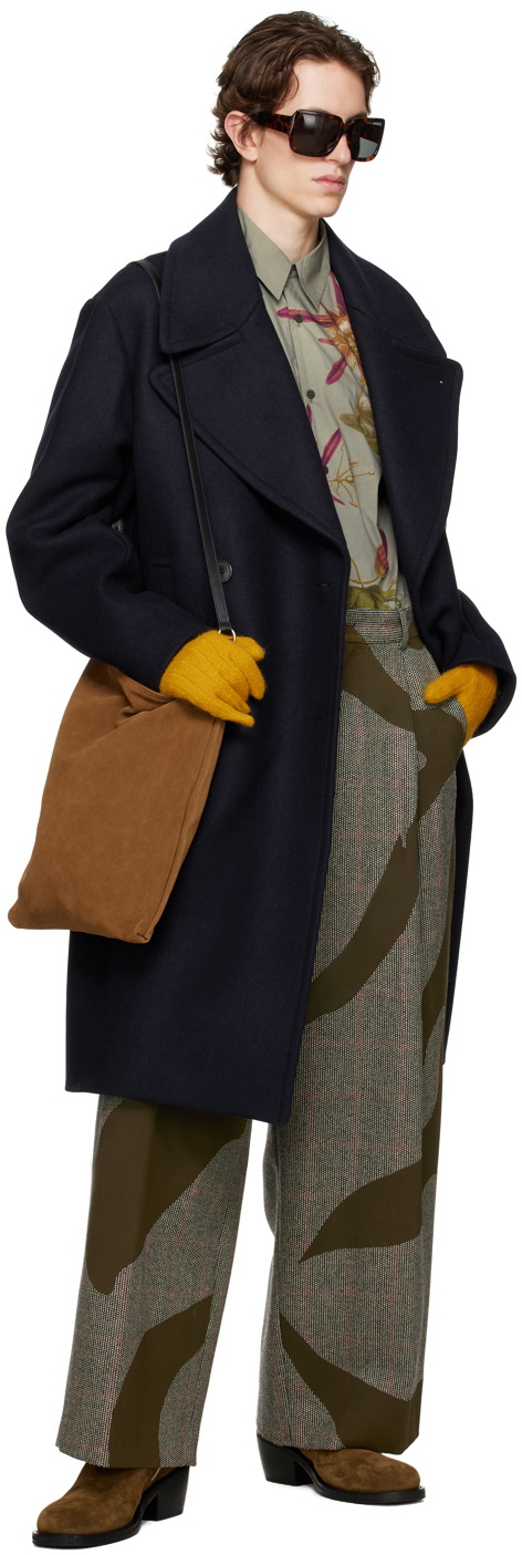 Dries Van Noten Navy Double-Breasted Coat Dries Van Noten