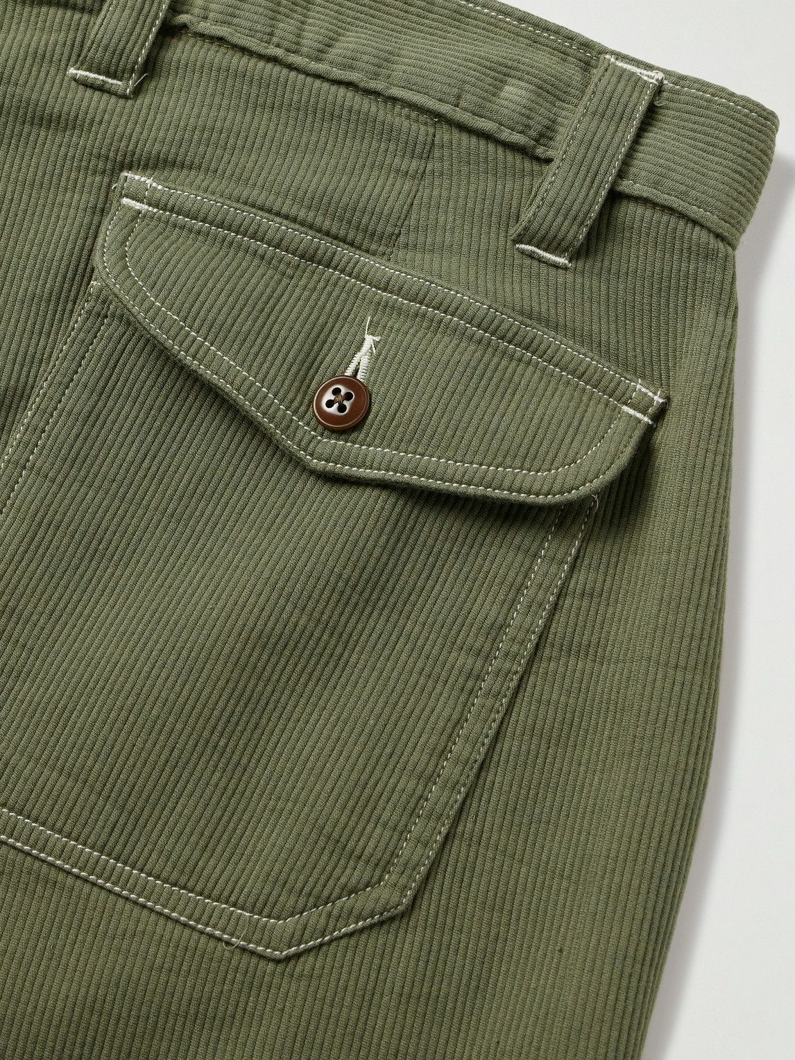Corridor - Bedford Straight-Leg Ribbed Cotton Shorts - Green