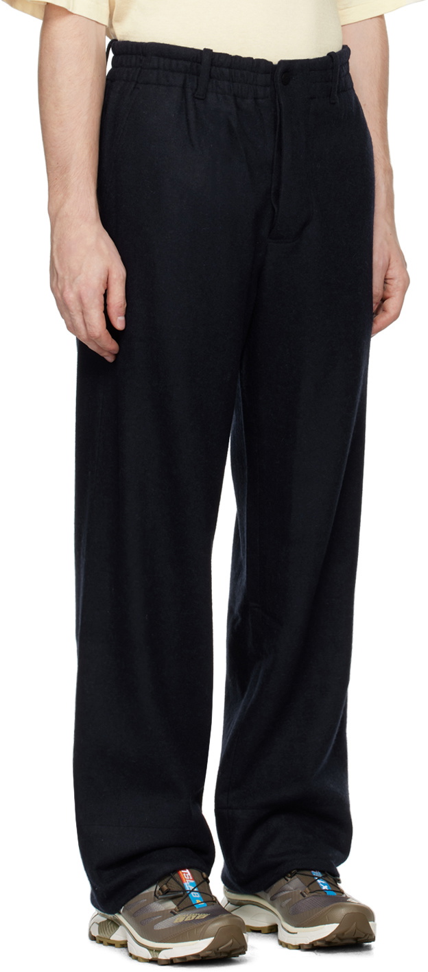 DOCUMENT Navy Heavy Wool Easy Jersey Trousers