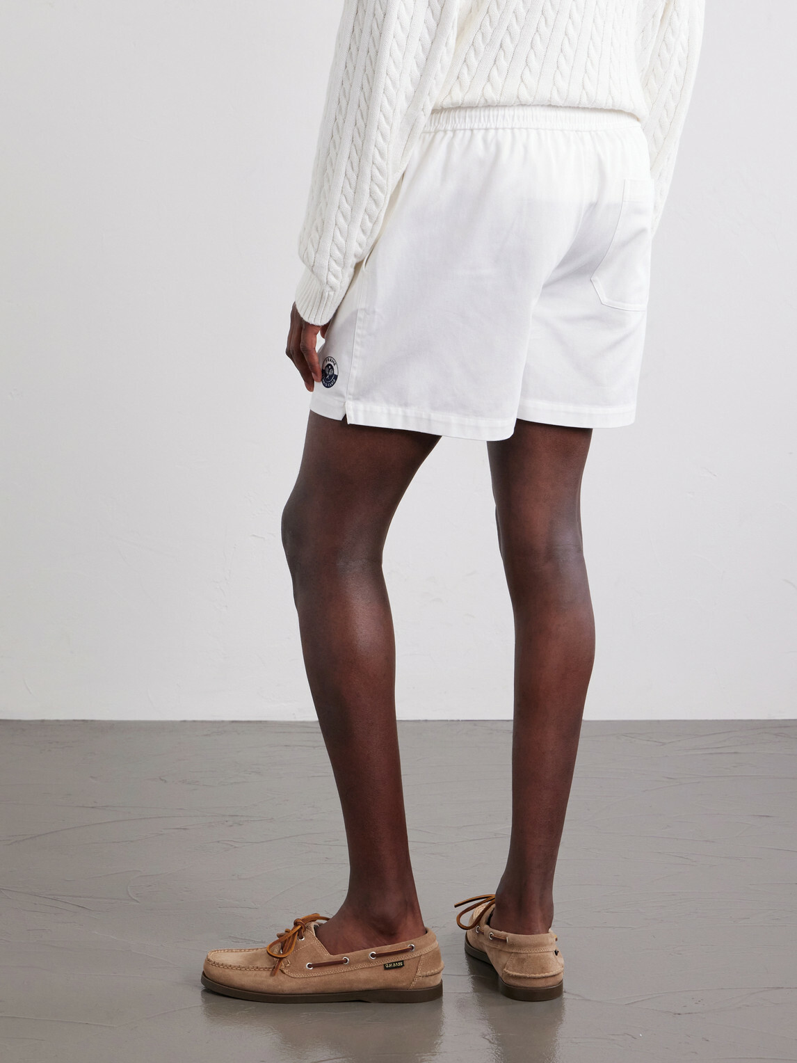 FRAME - Straight-Leg Logo-Embroidered Cotton-Twill Drawstring Shorts - Neutrals