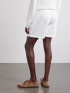 FRAME - Straight-Leg Logo-Embroidered Cotton-Twill Drawstring Shorts - Neutrals