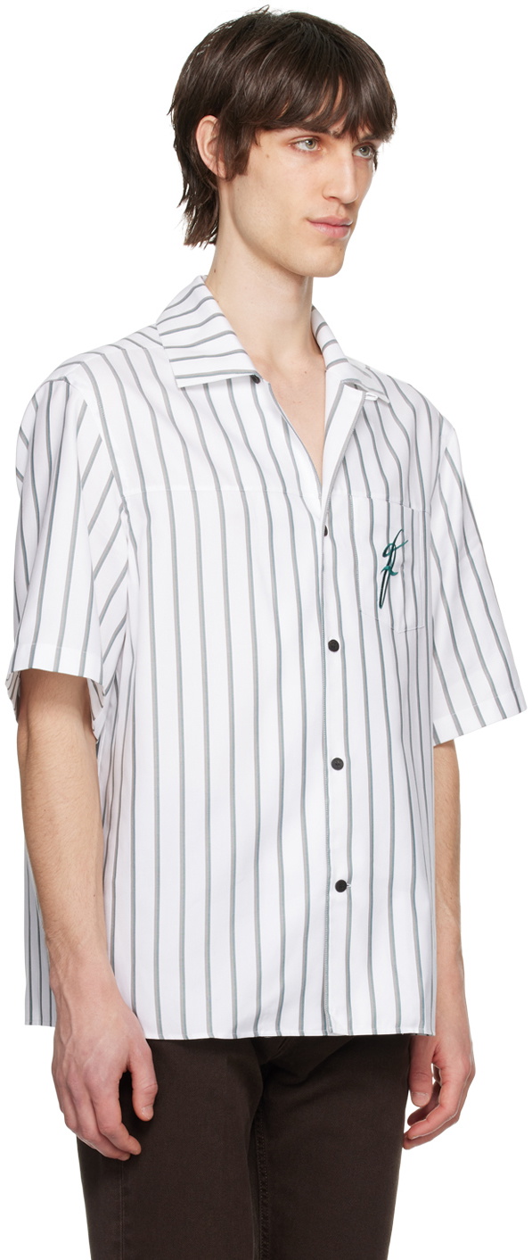 Ferragamo White & Green Bowling Shirt