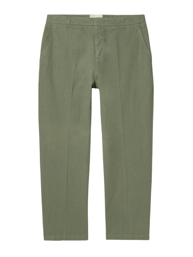 Photo: Folk - Lunar Straight-Leg Linen and Cotton-Blend Suit Trousers - Green