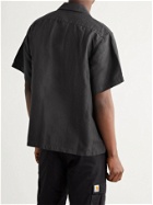 CHIMALA - Camp-Collar Herringbone Ramie and Cotton-Blend Shirt - Black - S