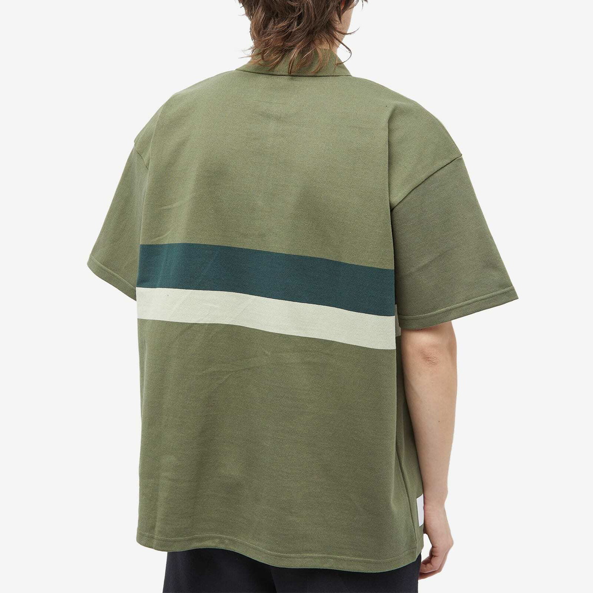 WTAPS Men's 09 Stripe Polo Shirt in Olive Drab