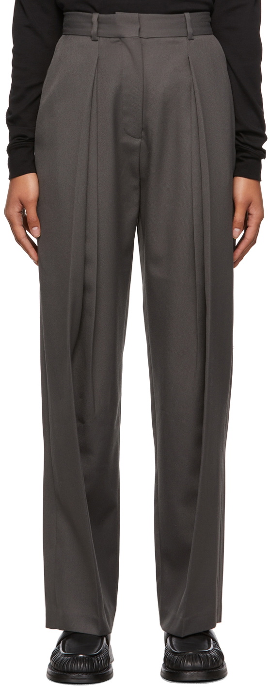 LOW CLASSIC Grey Double Tuck Trousers Low Classic