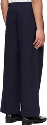 Bode Navy Wide-Leg Snap Trousers