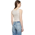 Amo Off-White Rib Crop Tank Top