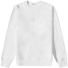 C.P. Company Men's Garment Dyed Centre Logo Crew Sweat in Gauze White