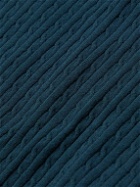Club Monaco - Cable-Knit Cotton-Blend Polo Shirt - Blue