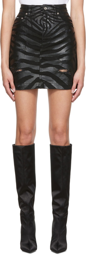 Photo: Dolce & Gabbana Black Denim Zebra Miniskirt