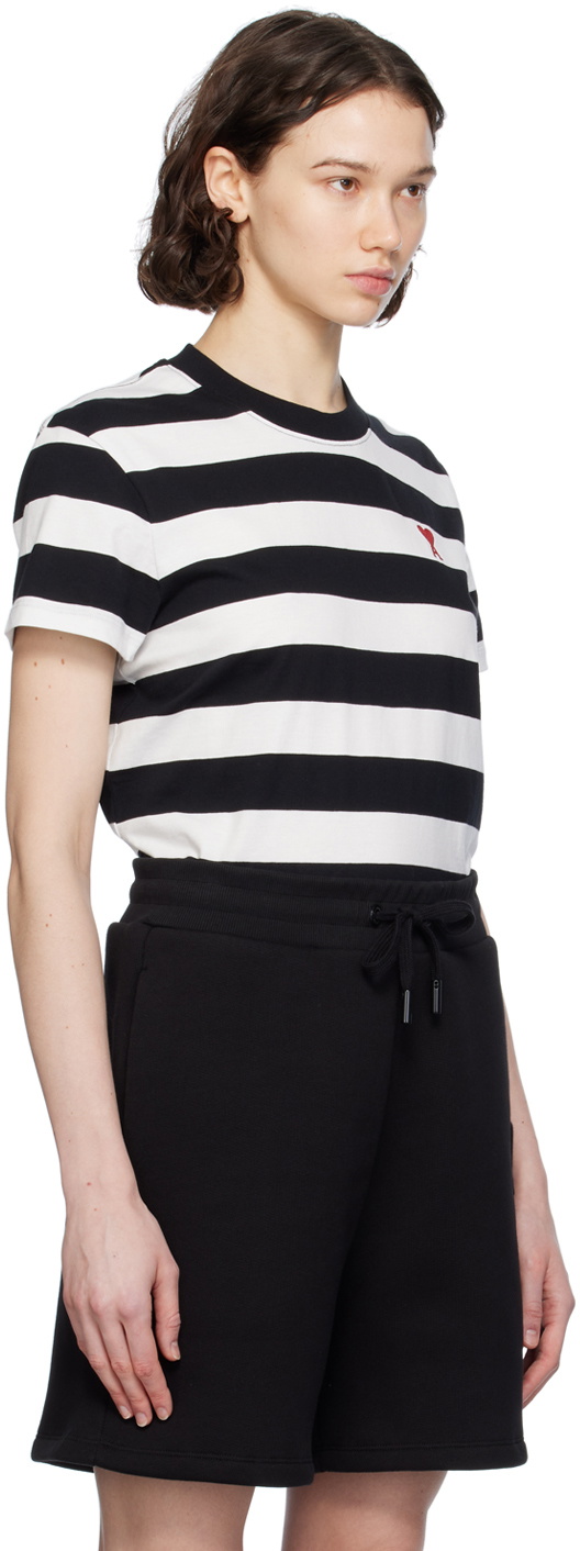 AMI Paris Black & White Striped T-Shirt