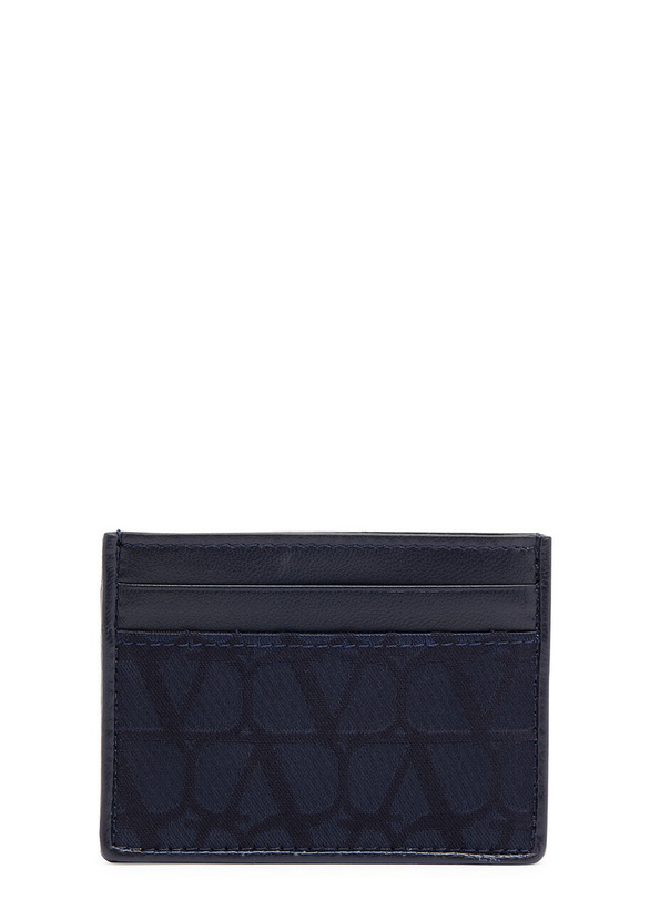 Photo: Valentino Toile Iconographe Logo Leather Card Holder - Blue - One Size