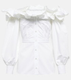 Alexander McQueen - Ruffled off-shoulder cotton poplin top