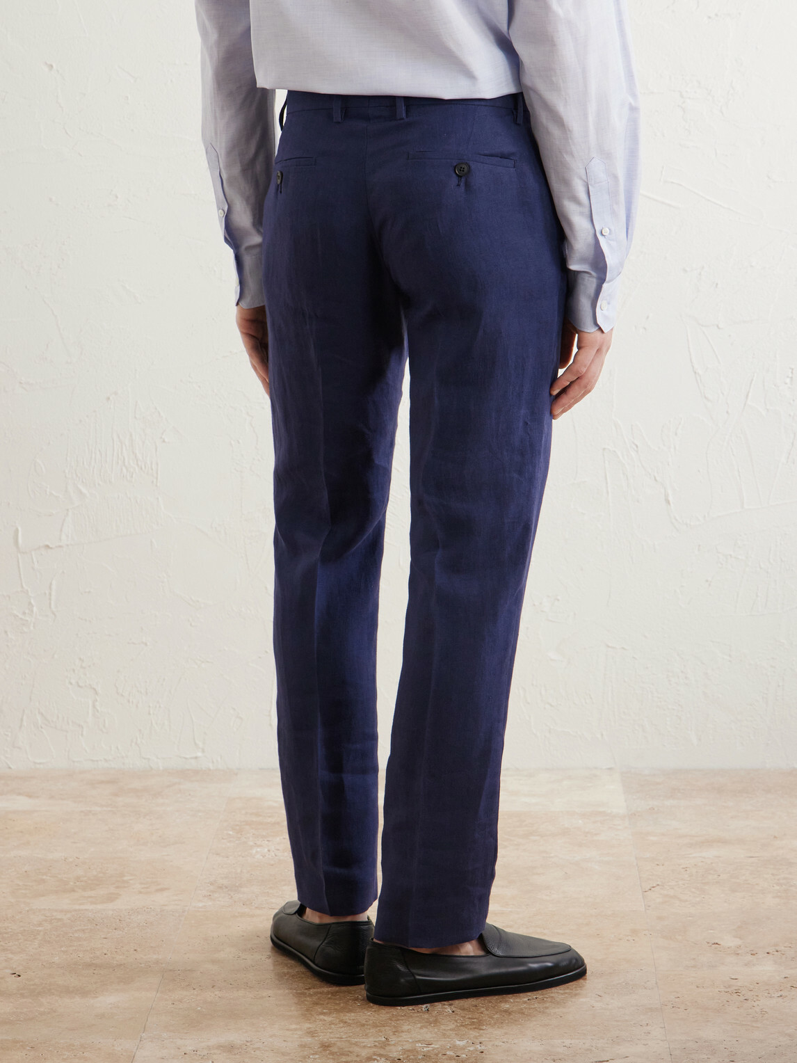 Sunspel - Straight-Leg Pleated Linen Suit Trousers - Blue