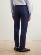 Sunspel - Straight-Leg Pleated Linen Suit Trousers - Blue