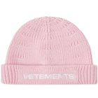 Vetements Women's Logo Beanie Hat in Baby Pink