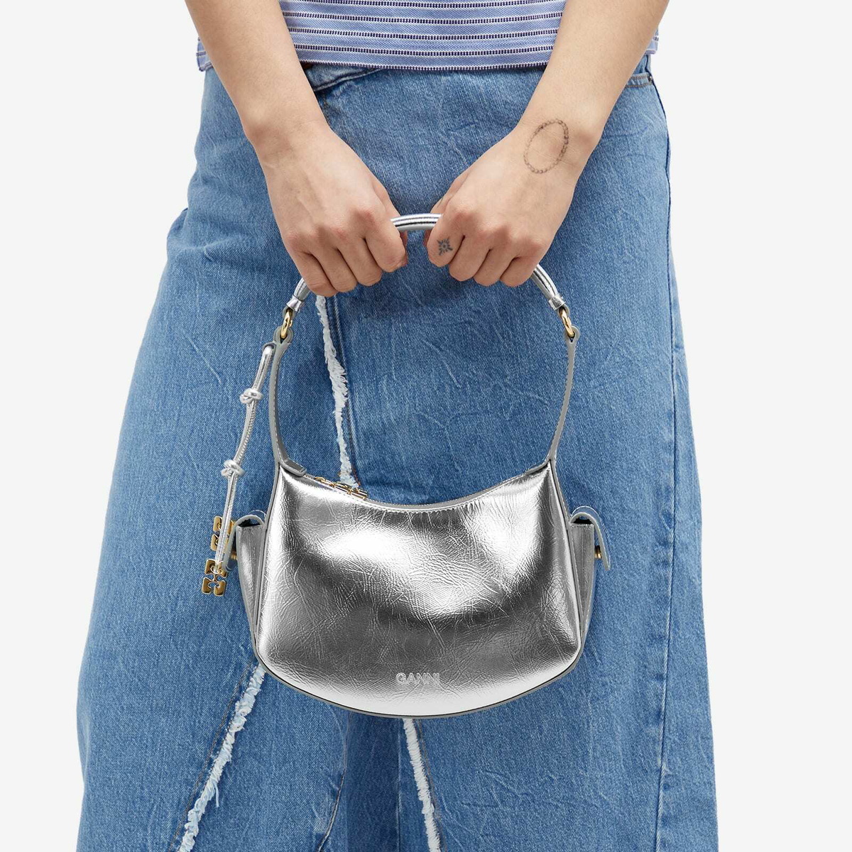 Ganni Silver Polyethylene Keychain