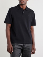 LOEWE - Anagram-Embroidered Cotton-Piqué Polo Shirt - Black