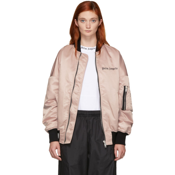 Palm Angels Pink Logo Over Bomber Palm Angels