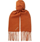 Acne Studios - Fringed Logo-Embroidered Boiled Wool-Blend Scarf - Orange