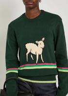 JW Anderson Sheep Striped Cotton-knit Jumper Green