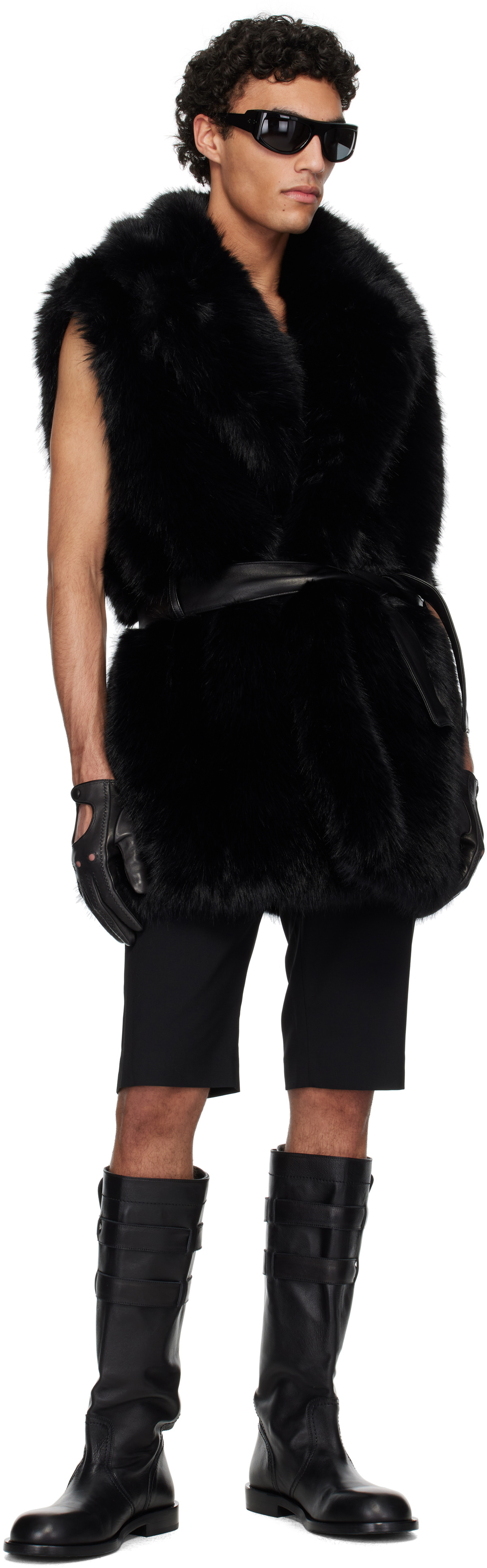 Ernest W. Baker Black Faux-Fur Vest