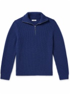 Nudie Jeans - August Ribbed Wool Half-Zip Sweater - Blue