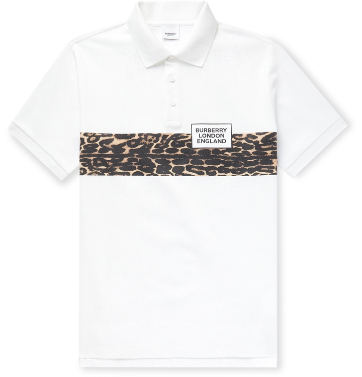 Photo: Burberry - Leopard-Print Cotton-Piqué Polo Shirt - White