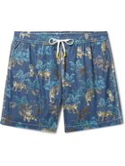 Hartford - Mid-Length Printed Recycled Swim Shorts - Blue
