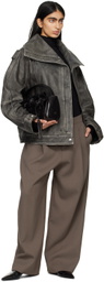 REMAIN Birger Christensen Black Oversized Leather Jacket