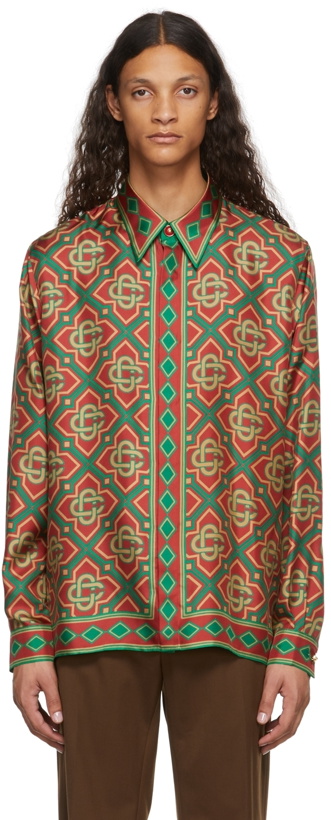 Photo: Casablanca Burgundy Silk Monogram Shirt