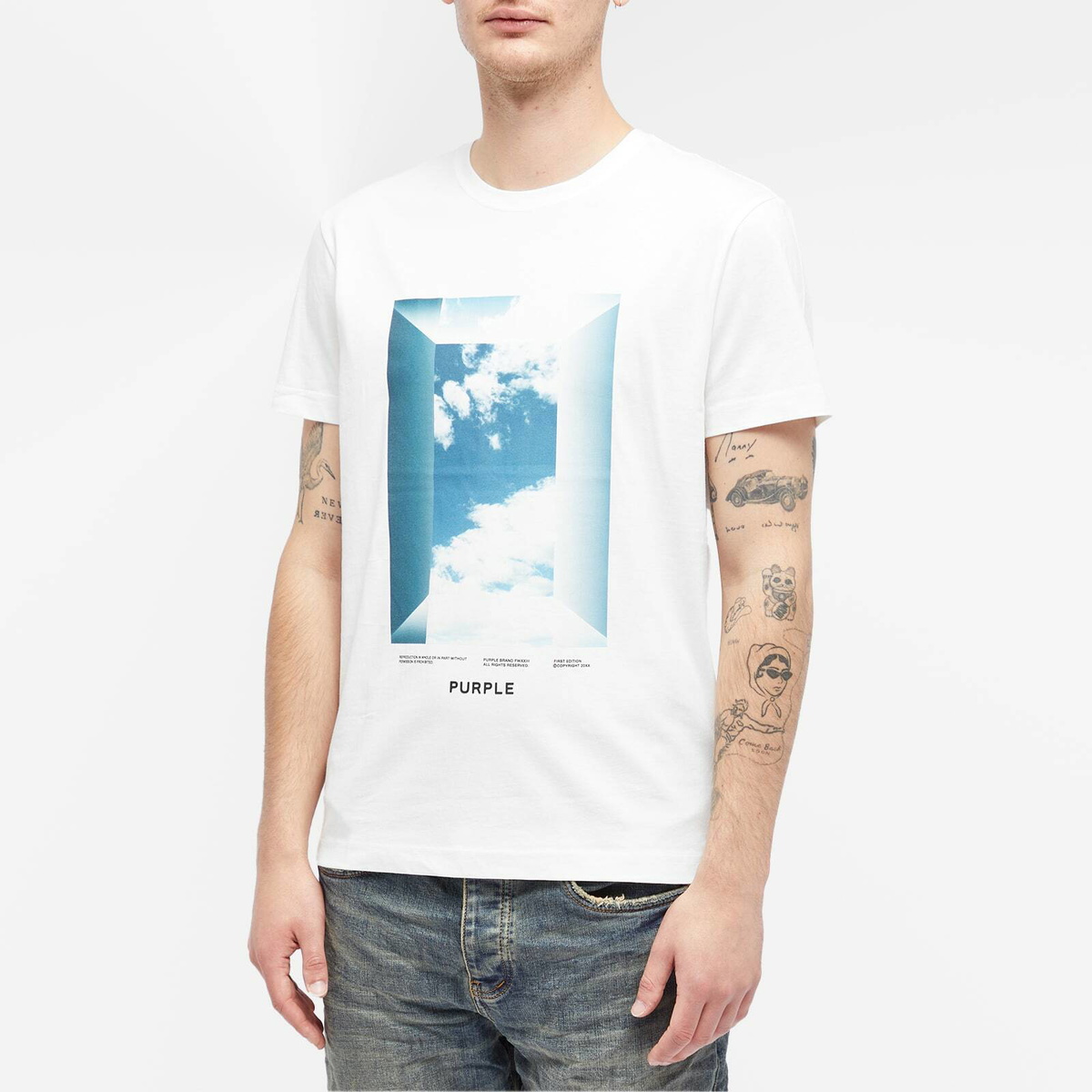 Purple Brand Men's Mercerized Cotton T-Shirt in White