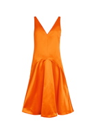 JW Anderson Flared Satin Midi Dress Orange