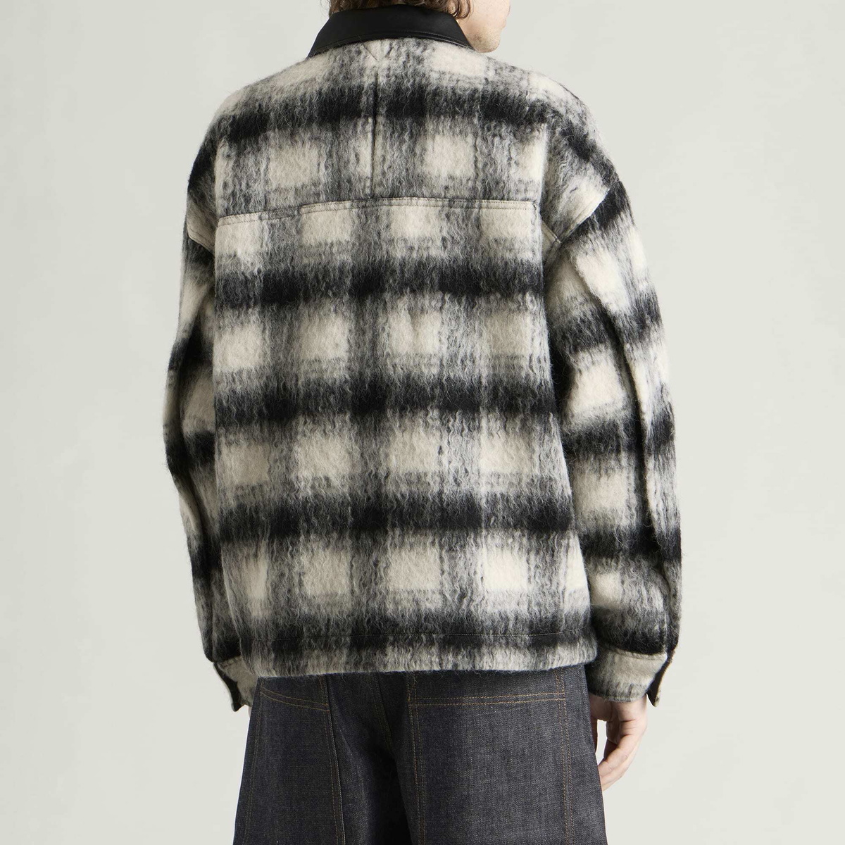 Entire Studios Men's Fjord Alpaca Check Shirt Jacket in Monochrome