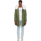 Mr and Mrs Italy Green and White Fur Long Quilt Parka