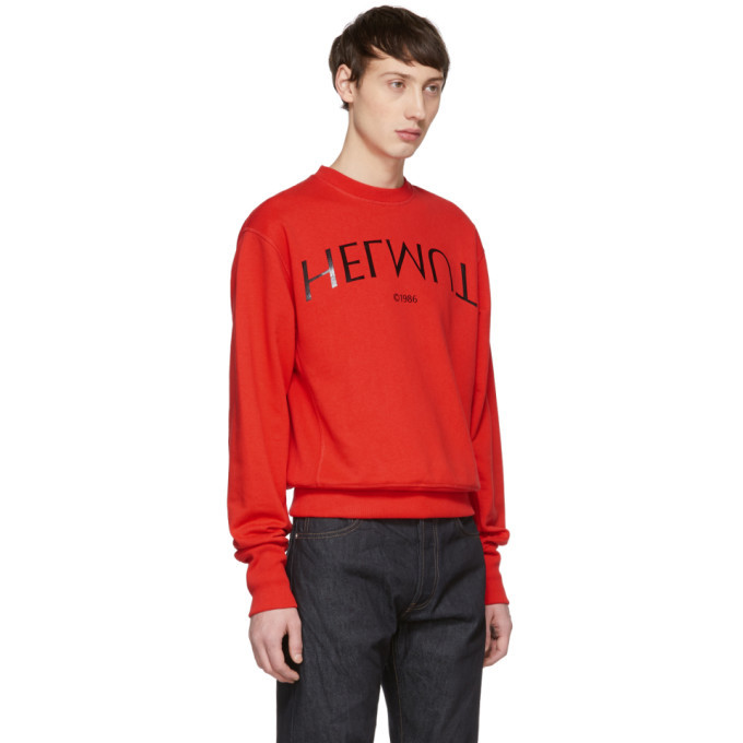 Helmut Lang Red Logo Hack Standard Sweatshirt Helmut Lang