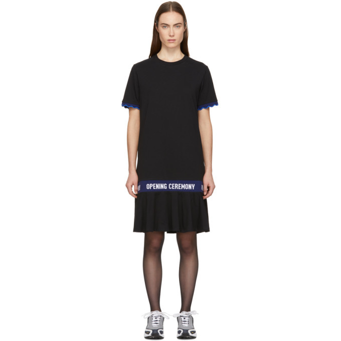 Opening Ceremony Black Scallop Elastic Logo T-Shirt Dress Opening