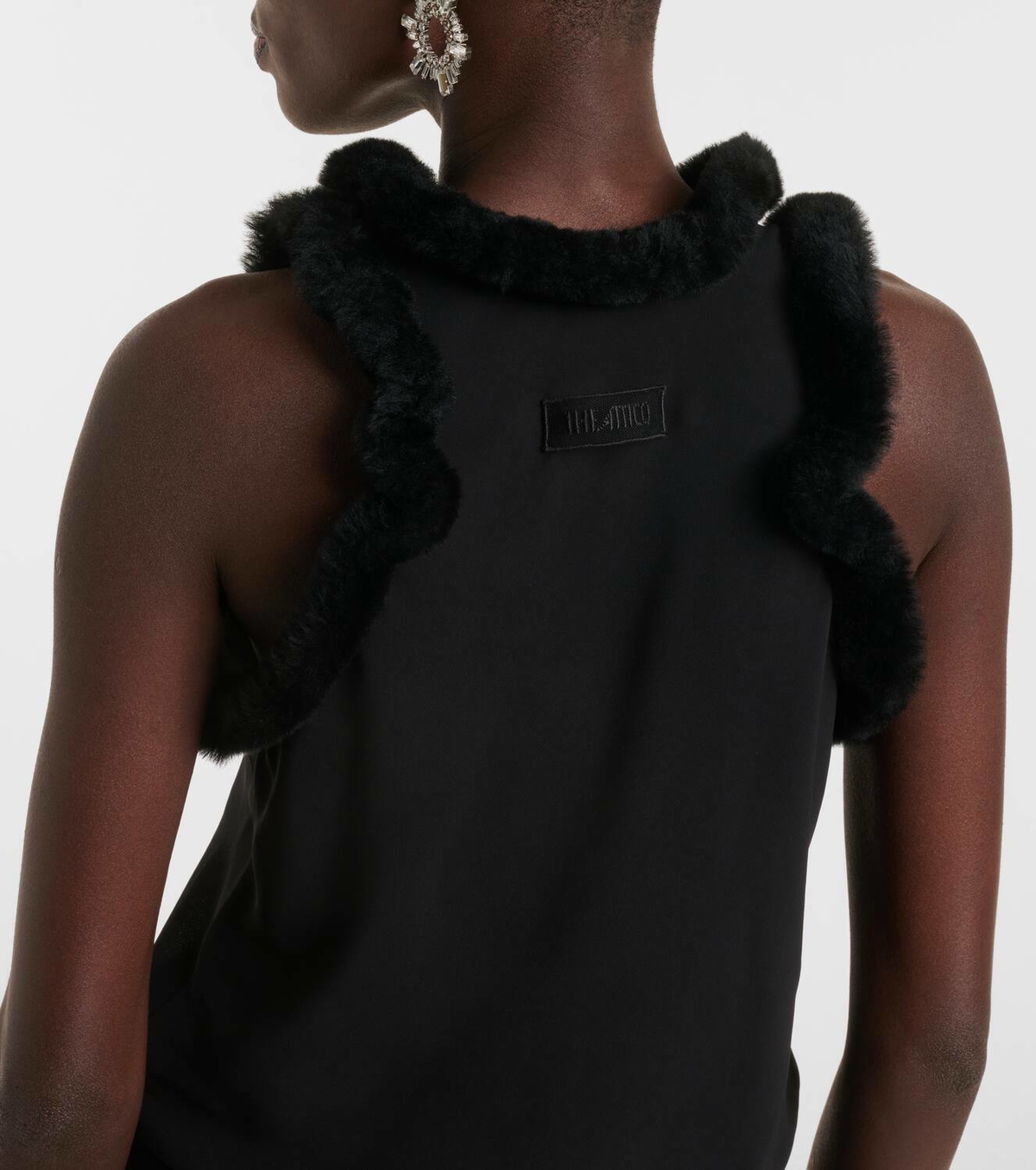 The Attico Faux fur-trimmed midi dress