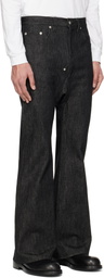 FUMITO GANRYU Black 5P Flare Sarouel Jeans