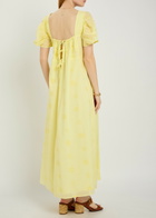 Thierry Colson Calliope Embroidered Cut-out Cotton Midi Dress Yellow