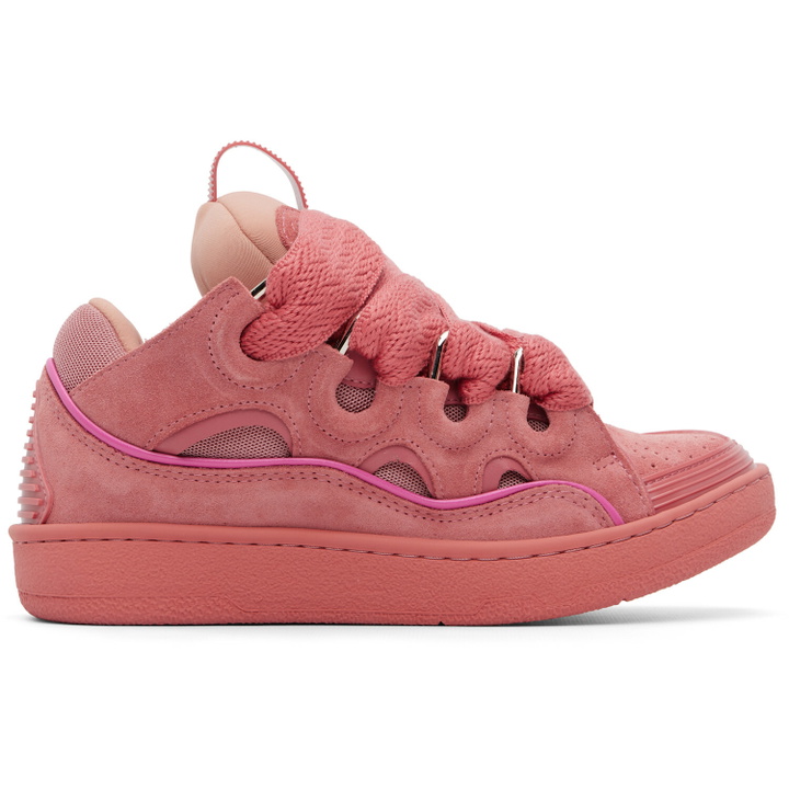 Photo: Lanvin Pink Monochrome Suede Curb Sneakers