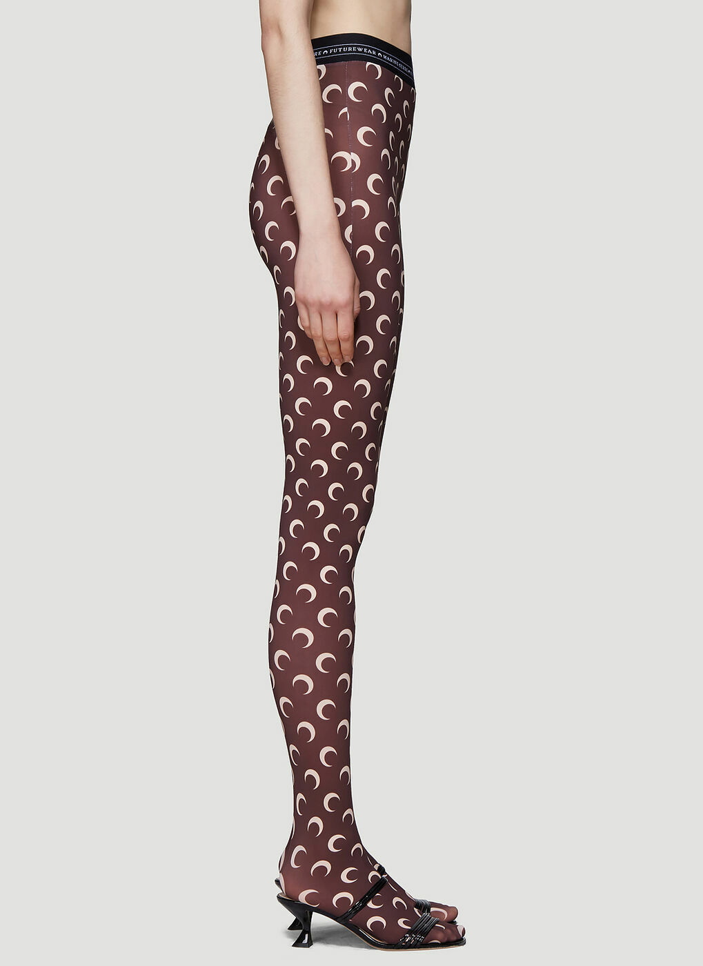 Marine Serre Regenerated Monogram Mesh Tights - Woman Leggings Brown S