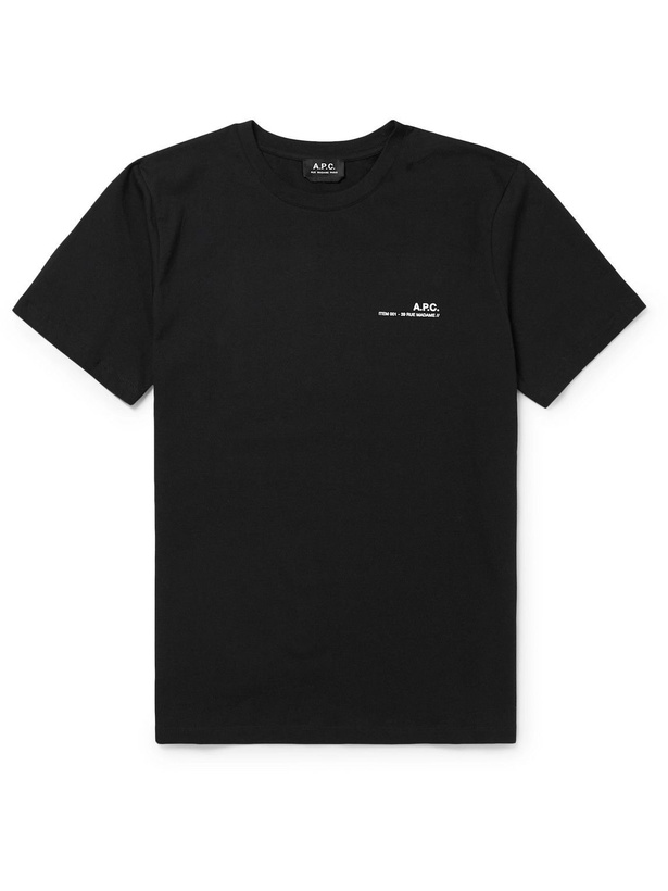 Photo: A.P.C. - Logo-Print Cotton-Jersey T-Shirt - Black