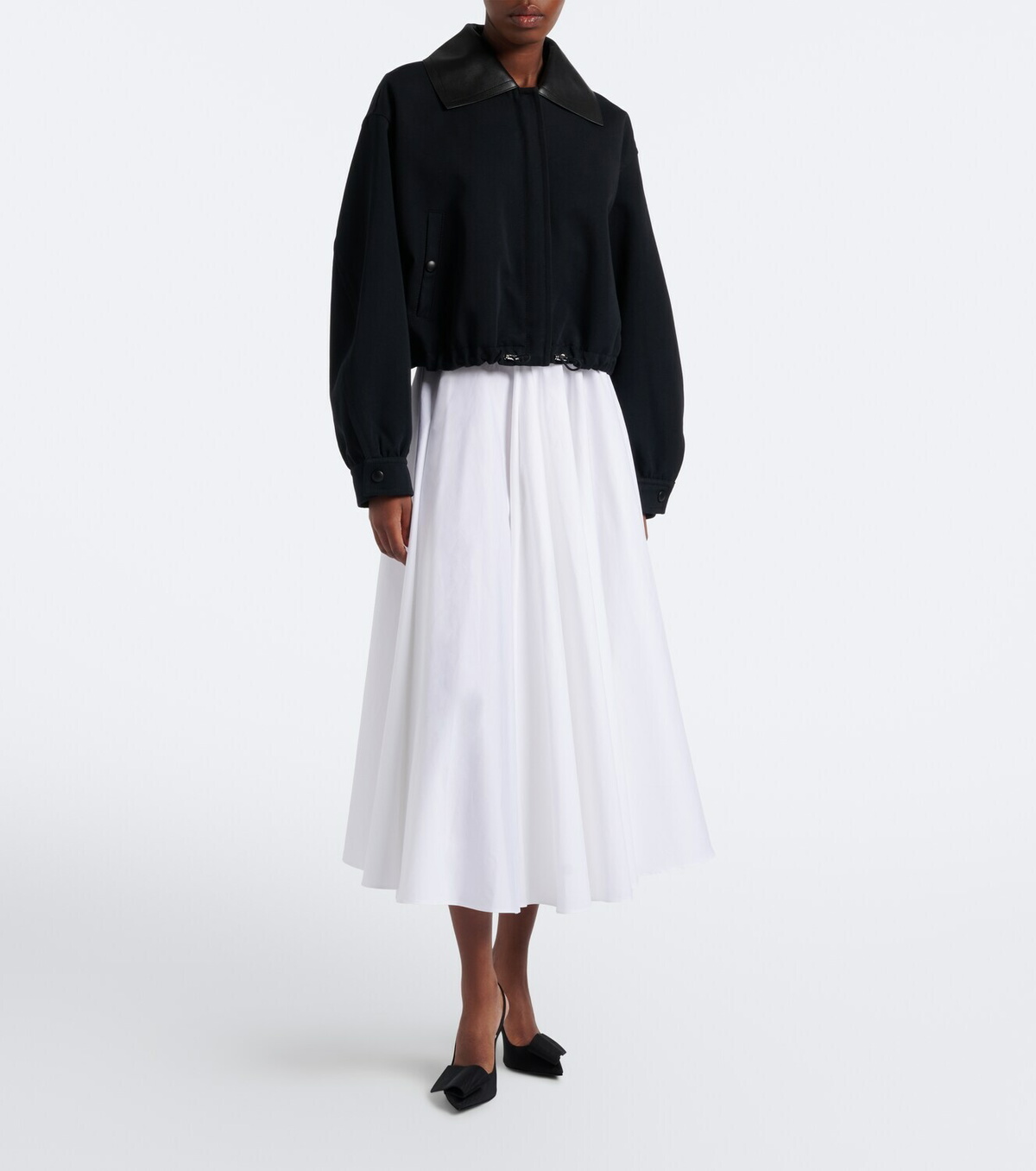 Givenchy Leather-trimmed cotton and wool jacket