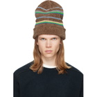 Maison Margiela Brown Striped Knit Beanie