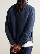 C.P. Company - Logo-Appliquéd Cotton and Linen-Blend Twill Jacket - Blue