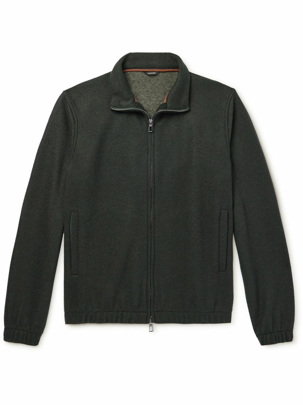 Photo: Loro Piana - Cashmere-Fleece Zip-Up Bomber Jacket - Green